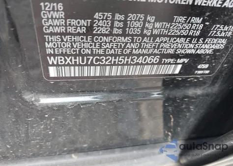 2017 BMW X1 Sdrive28I из США, поврежденный, VIN WBXHU7C32H5H34066